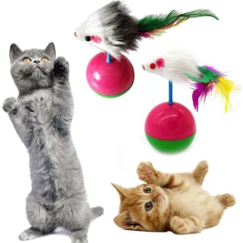 Plush Pet Cat Toys Favorite fur Mouse Tumbler Kitten Cat Toys Plastic Play Balls for Catch Cats Supplies