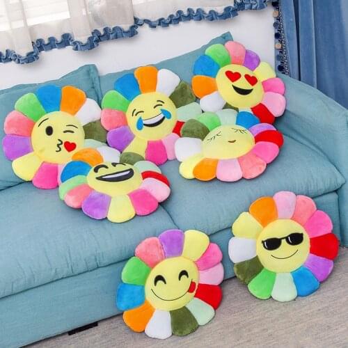 Sun Flower Shape Cushion Car Chair 35cmX35cm Cute Cartoon Embroidered Empression, All Seasons