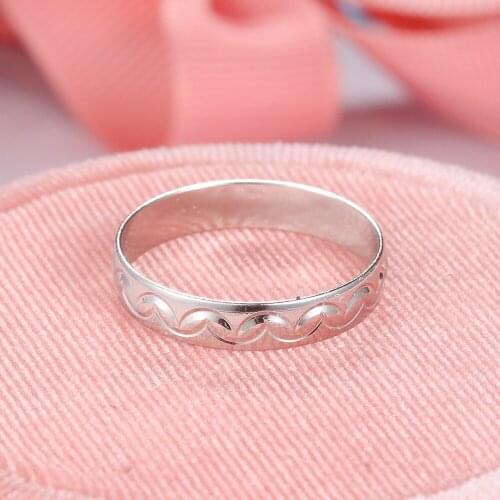 Silver Plated Promise Rings for Couples Stylish Simplicity Crescent Pattern Promise Ring Women Ring Give Girlfriend Gift