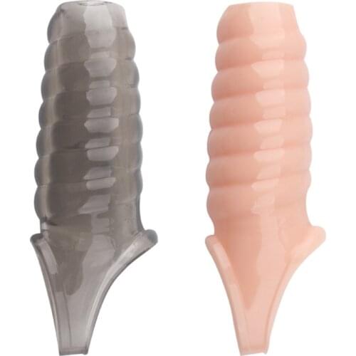 1pc Ribbed Shaft Sheath Thick Enlarger Enhancer Pleasure Sleeve Support Ring