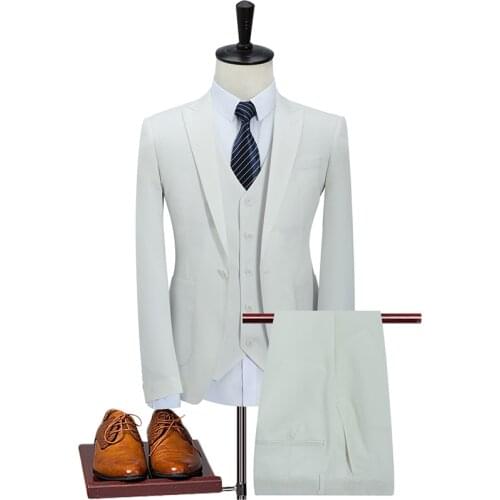 Luxury Mens Suits Formal Dress Men Suit Set boutique high-end Wedding Suits Groom Tuxedos White Blue Khaki