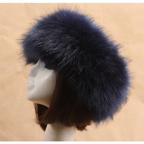 Women Autumn And Winter Faux Fur Thick Hat Empty Top Warm Hat Outdoor Circle Headgear Decorated Female Fox Fur Plush Cap