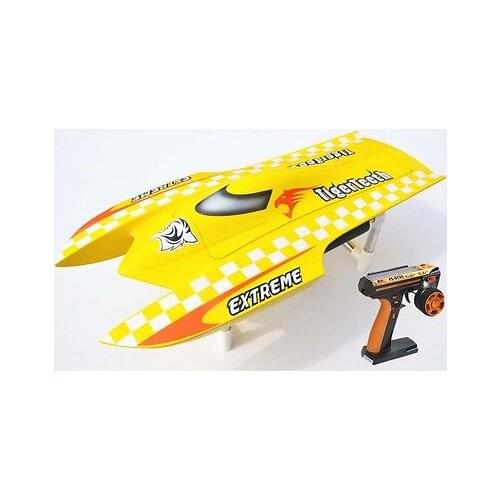 E22 RTR Tiger Teeth Fiber Glass Racing Speed Boat W/2550KV Brushless Motor/ 90A ESC/Remote Control Catamaran RC Boat yellow
