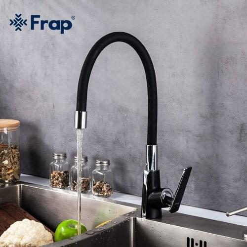 Frap Kitchen Faucets Silica Gel Faucet Swivel Mixer Tap 360 Degree Rotation Hot&Cold Water Black Faucet Torneira Cozinha F4457