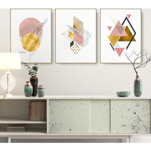 Modern Abstract Wall Art Pictures Modern Pink Black Gold White Speckle Canvas Painting and Posters for Living Room Home Decor