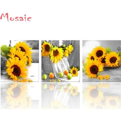Triptych,DIY Diamond Embroidery,Diamond Painting Painting sunflower For Kitchen decor Diamond Mosaic pictures Home Decoration