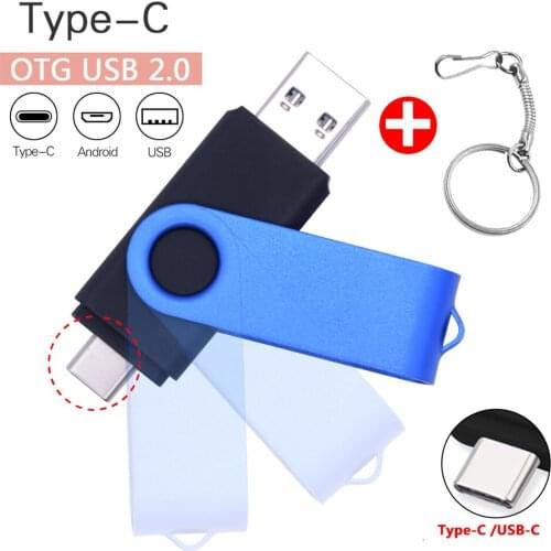 Rotable USB Flash Drives Metal OTG Pen Drive 128gb 64gb Usb Stick 32gb type-c Pendrive 2.0 Flash Memory 16GB for Type C Android