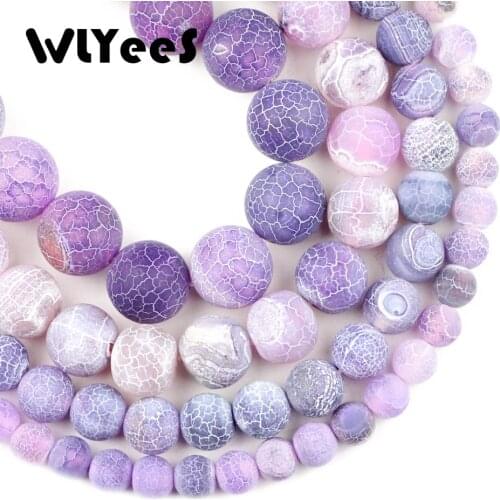WLYeeS Natural Stone Purple Weathered carnelian beads 6 8 10 12mm Religious Round Frosted Loose Bead Jewelry Bracelet Making DIY
