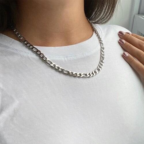 1.0 NK Figaro Chain Necklace Gold Color Link Choker Classic Minimalist Collares Jewelry Fashion Flat not Fade Thick Chain