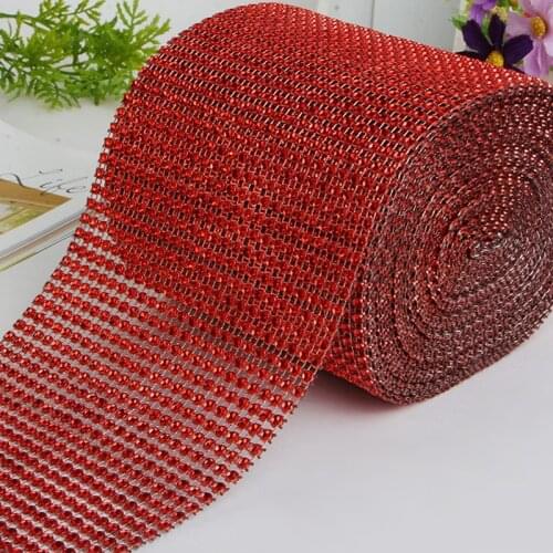 1 Roll 24 Rows Gold Silver Crystal Diamond Mesh Rhinestone Ribbon for Birthday Wedding DIY Decoration Cake Wrap Crystal Tulle
