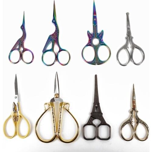 New 1pc Durable Stainless Steel Vintage Classic Embroidery Scissors Nail Art Stork Crane Bird Scissors Cutters Styling Tools