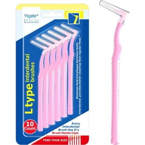 10 Pcs L Shaped Interdental Brush Oral Hygiene Denta Floss Interdental Cleaners Orthodontic Dental Teeth Brush Oral Care Tool Y