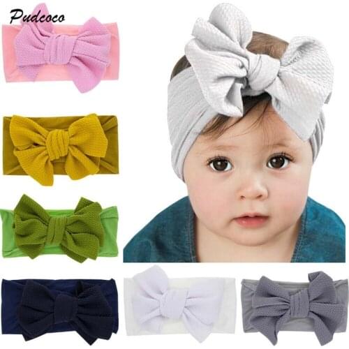 2019 Brand Newborn Toddler Baby Kid Girls Big Bow Headband Hairband Headwear Accessories Solid Cute Girls Hair Band Gift