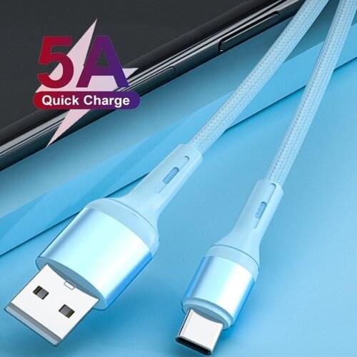5A USB Type C Cable Micro USB Type C Fast Charging Wire Nylon Charger Data Cord Supercharge For Huawei Quick Charge For iPhone