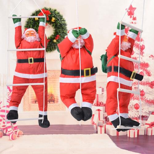 60CM Climbing Rope Ladder Santa Claus Christmas Decorations Outdoor Parachute Santa Claus Doll Pendant New Year Decor Ornament
