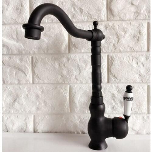 Black oil Antique Brass Swivel Kitchen Sink Faucet Mixer Basin Tap Bnf358