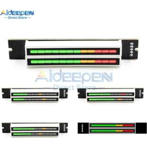 DC 12V Mini Dual 12-bit LED Music Level Indicator Adjustable Light Speed VU Meter Stereo Amplifier Board with AGC Mode