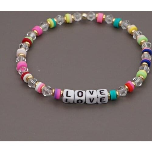 Go2Boho Heishi Disc Colorful Beads Braclets Crystal Beaded Bracelets LOVE Bracelet For Women 2021 Trendy Pulsera Summer Jewelry