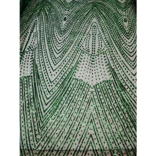 JRB-92709 with glued glitter top selling embroidery african tulle mesh fabric in green color AL