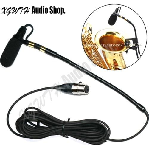 Condenser Super Cardioid Wired Stage Saxophone Microphone Professional Trumpet Sax Gooseneck Musical Instrument Mic 3Pin For AKG