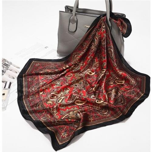60*60CM Bohemian Cashew Retro Wind Small Scarf Ladies Imitation Silk Famous Family Wind Small Square Scarf Wholesale