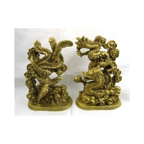 A copper dragon and Phoenix feng shui ornaments to help Wang marriage wedding gift decoration bridal feelings