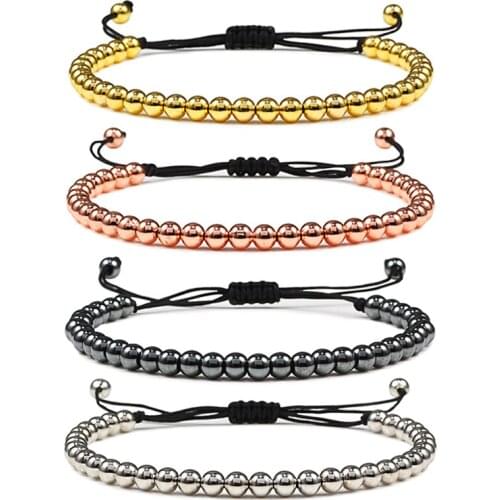 Minimalism Women Men Bracelet Gold Silver Plated Beaded Braided Bracelets Bangles Adjustable Rope Chain Luxury Jewelry Kids Gift