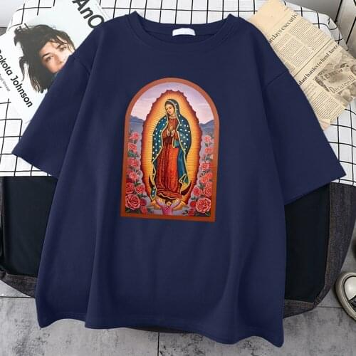 Our Lady Of Guadalupe MenS T Shirts Vintage Casual Male Clothing Harajuku Tee Shirt Mens Crew Neck Cloose Tee Shirt For Male