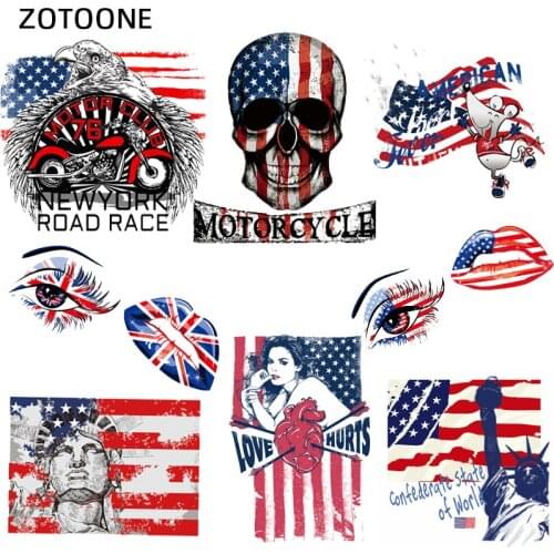 ZOTOONE America National Flag Stickers for Iron on Goddess Patches for Clothing DIY Accessory T-shirt Washable Heat Transfer I