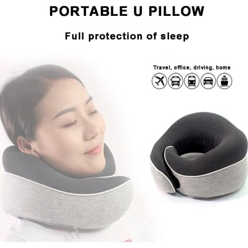Travel Pillow Pure Memory Foam Pillow for Airplanes&Car Soft Full Neck Chin Support Best Surround Adjustable Pillow Sleep Travel