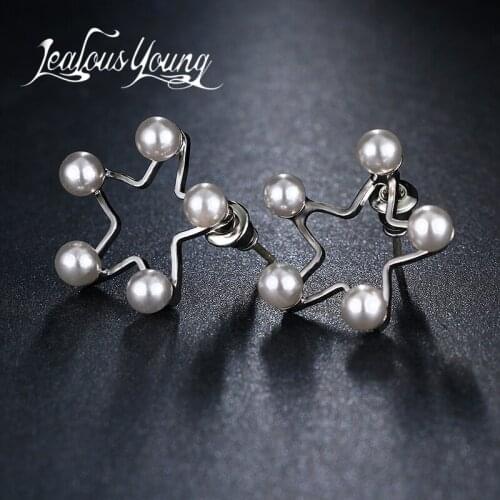 2017 New Fashion Imitation Pearl Stud Earrings For Girl Star Starfish Earings Studs Ear Brincos Fashion Jewelry AE427