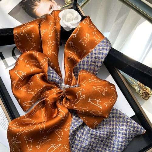 2021 spring Korean version of all-match women scarf silk hand-feel double-sided printing scarf thin section scarf 15x150cm