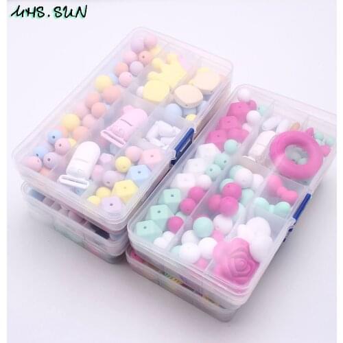 MHS.SUN Silicone Beads DIY Set For Baby Chewable Teething Nursing Necklace Loose Beads Kits Food Grade Handmade Silicone Jewelry