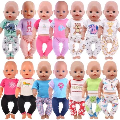 2 Pcs/Set Cute Pajamas Doll Accessories Clothes Dress For 18 Inch Girl Doll & 43 cm New Born Baby Doll,Our Generation,gifts