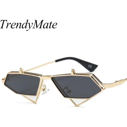 Men Women Small Clip on Sunglasses Cat Eye Vintage Triangle Sunglass Retro Cateye Eyeglasses Sun Glasses 5253 M