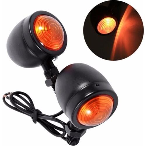 2pcs 12V Universal Motorcycle Amber Mini Bullet Turn Signal Indicator Light Black For Honda Yamaha Suzuki Kawasaki Chopper ATV