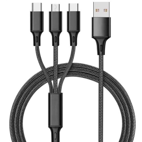 Data Type USB Charger Cable, Universal Fast Charging Cable 3 In 1 Multi-function Charging Cable