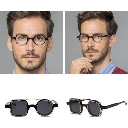 Vintage Hand Made Sunglass Optical two lens Round square Frame Retro Acetate Eyewear Frames Reading glasses men frames sunglass