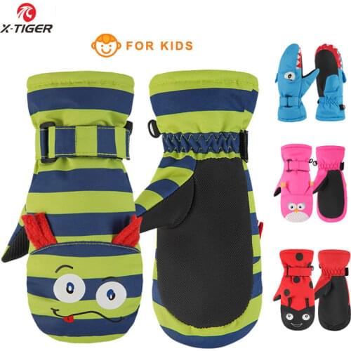 X-Tiger Ski Glove Kids Winter Keep Warm Gloves Windproof Ski Cycling Outdoor Gloves Children Boys Girls Cartoon Thick Ski Glove