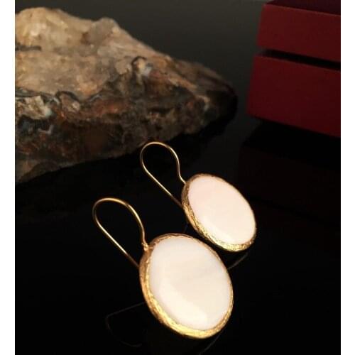 Dr Stone Natural Stone Women 'S Pearl Stone Gold Plated Earrings XKRB48 373144767