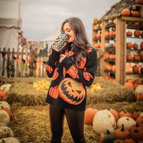 Fairy Grunge Pumpkin Sweater Techwear Women Knit Top Halloween Party Loose Long Sleeves Warm Gothic Girl Pullover Steampunk