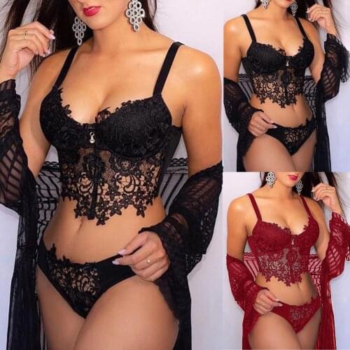 Plus Size Sexy Lingerie Lace Embroidery Sexy Women Underwear Set Porno Sensual Lingerie Woman Lingerie Set Erotic Brief Bra Set