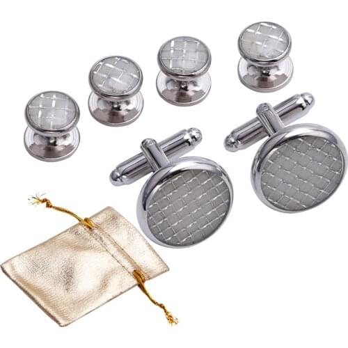 1 pairs mens shirts cufflinks+4pcs Luxurious Tuxedo Shirt Studs Set+A gift bag