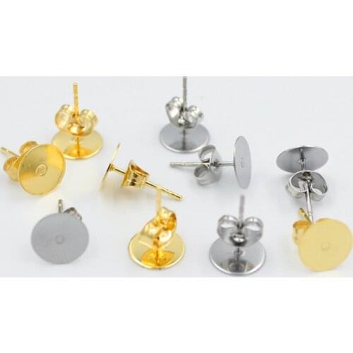 1pack Gold Stainless Steel Blank Post Earring Studs Base Pins With Earring Plug Findings Ear Back For DIY Jewelry