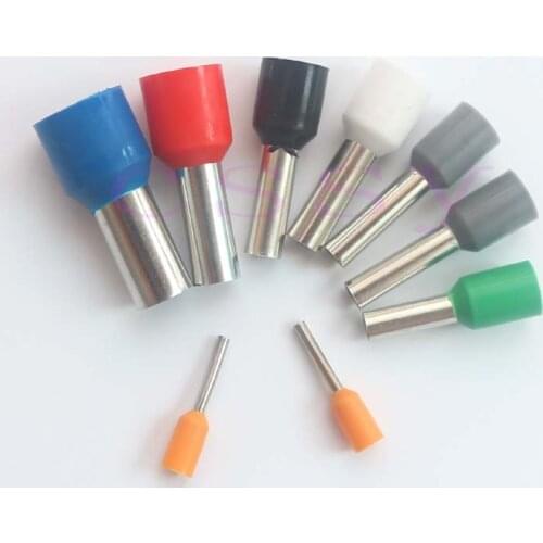 100pcs E1512 electric terminal connector tube insulated sleeve screw cable wire 1.0mm VE1512 cable crimps ferrules