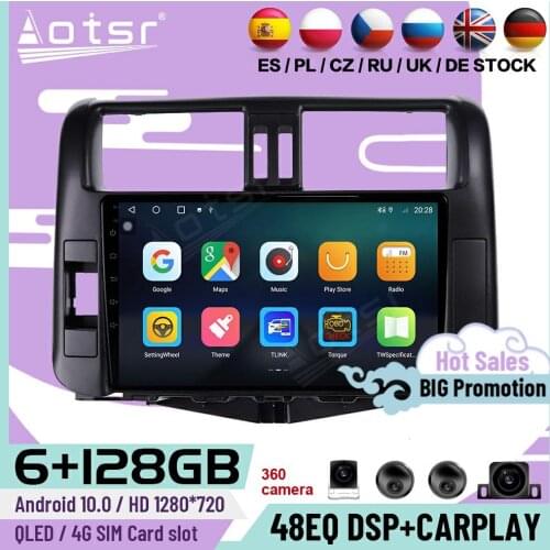 128G Carplay Android 10 Player For Toyota Prado 2004 2005 2006 2007 2008 2009 GPS Navigation Car Radio Video Receiver Head Unit