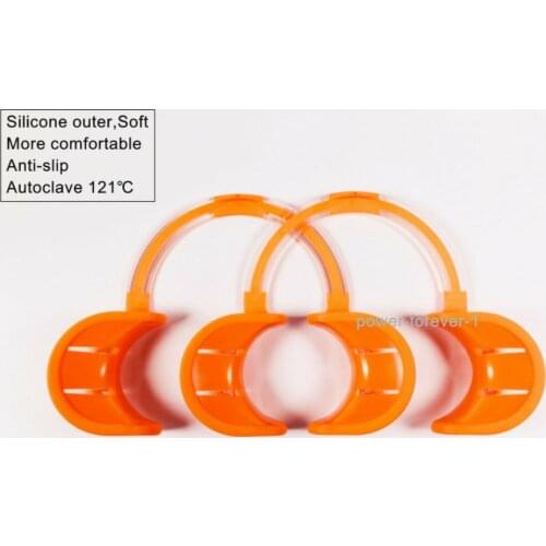 2Pcs/Lot Dental Mouth Props Opener Lip Cheek Retractor C-Type Soft Silicone Autoclave 121℃ Comfortable Large Small Size Orange