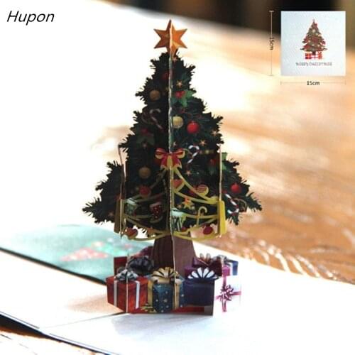 3D Pop Up Christmas Card Decorations Christmas Tree Greetings Holiday Card for Xmas New Year Baby Gifts Greeting Cards Handmade