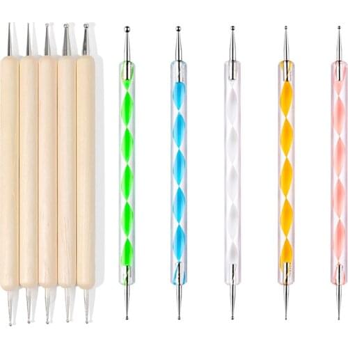 5pcs/set Wood /Acrylic Embossing Stylus Tools Set for Fine Lines Freehand Embossing Intricate Patterns Double Head Dotting Tools