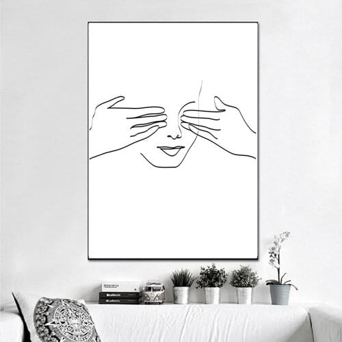 Bathroom Print Abstract Woman Face Line Drawing Art Poster Toilet Wall Pictures for Living Room Nordic Minimalist Home Decoratio